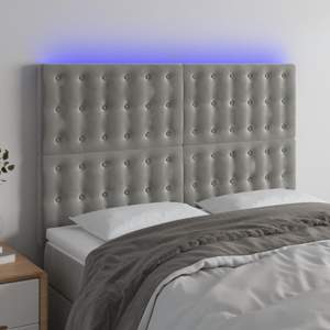 [3122906] Zagłówek do łóżka z LED, jasnoszary, 144x5x118/128 cm, aksamit