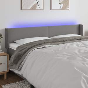 [3122971] Zagłówek do łóżka z LED, ciemnoszary, 183x16x78/88 cm, tkanina