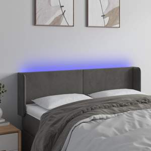 [3123005] Zagłówek do łóżka z LED, ciemnoszary, 147x16x78/88 cm, aksamit