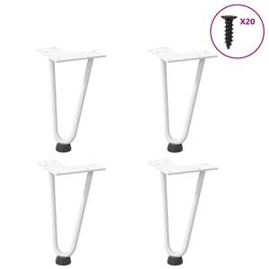 [4012413] Nogi do stolika kawowego w kształcie spinki do włosów 4 szt. Białe 20 cm Stal lite