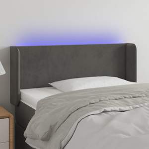 [3122999] Zagłówek do łóżka z LED, ciemnoszary, 103x16x78/88 cm, aksamit