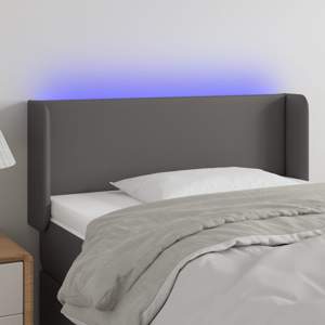 [3123032] Zagłówek do łóżka z LED, szary, 83x16x78/88 cm, sztuczna skóra