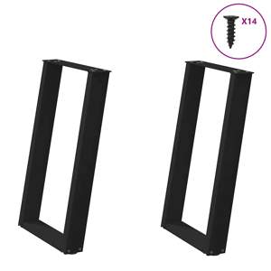 [4012788] Nogi do stołu jadalnego w kształcie litery U 2 szt. Czarne 60x(72-73) cm Stal