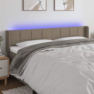 [3123246] Zagłówek do łóżka z LED, taupe, 163x16x78/88 cm, tkanina