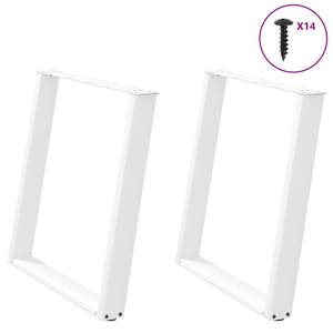[4012797] Nogi do stołu jadalnego w kształcie litery U 2 szt. Białe 80x(72-73) cm Stal