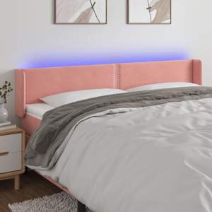 [3123161] Zagłówek do łóżka z LED, różowy, 183x16x78/88 cm, aksamit