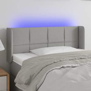 [3123210] Zagłówek do łóżka z LED, jasnoszary, 83x16x78/88 cm, tkanina