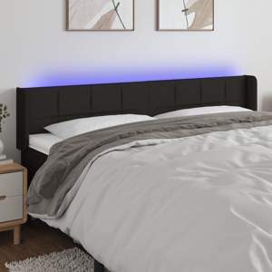 [3123252] Zagłówek do łóżka z LED, czarny, 183x16x78/88 cm, tkanina