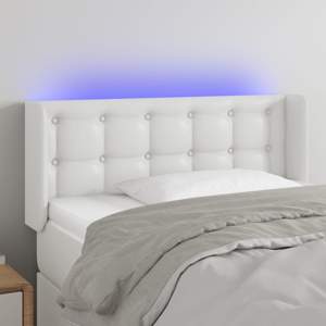 [3123315] Zagłówek do łóżka z LED, biały, 93x16x78/88 cm, sztuczna skóra