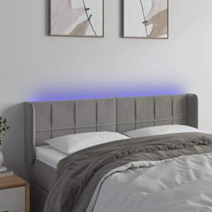 [3123284] Zagłówek do łóżka z LED, jasnoszary, 147x16x78/88 cm, aksamit