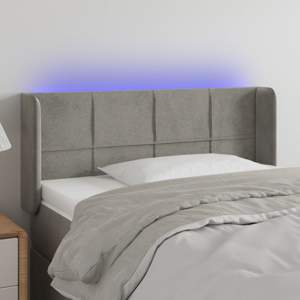 [3123278] Zagłówek do łóżka z LED, jasnoszary, 103x16x78/88 cm, aksamit