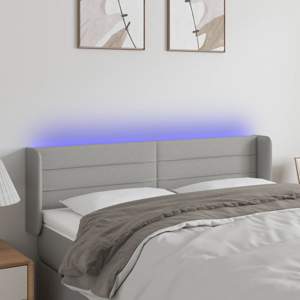 [3123374] Zagłówek do łóżka z LED, jasnoszary, 147x16x78/88 cm, tkanina