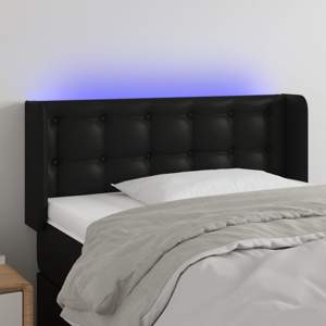 [3123308] Zagłówek do łóżka z LED, czarny, 83x16x78/88 cm, sztuczna skóra