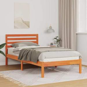 [872274] Ramka łóżka Woskowy Brąz 75 x 190 cm Lite drewno sosnowe