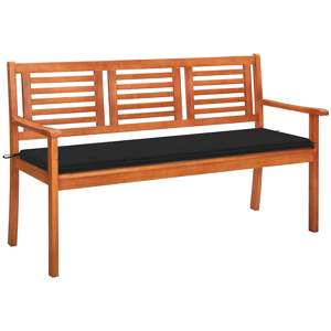 [3061003] 3-os. ławka ogrodowa z poduszką, 150 cm, lity eukaliptus