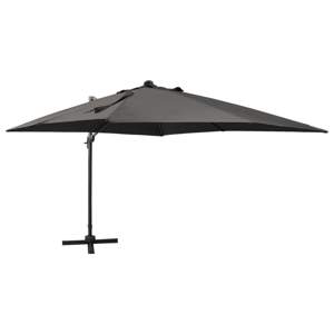 [312346] Parasol wiszący z lampkami LED i słupkiem, antracytowy, 300 cm
