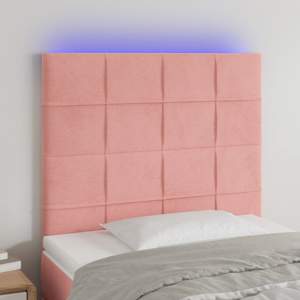 [3122471] Zagłówek do łóżka z LED, różowy, 100x5x118/128 cm, aksamit