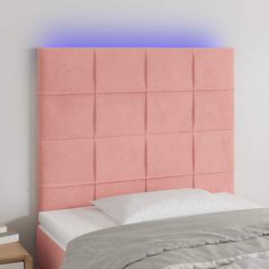 [3122459] Zagłówek do łóżka z LED, różowy, 80x5x118/128 cm, aksamit