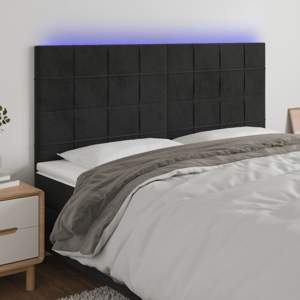 [3122486] Zagłówek do łóżka z LED, czarny, 180x5x118/128 cm, aksamit