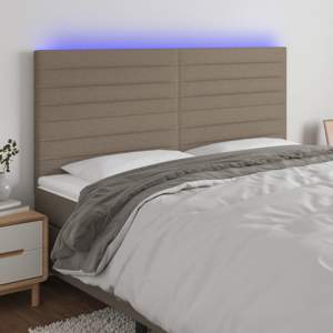 [3122574] Zagłówek do łóżka z LED, taupe, 160x5x118/128 cm, tkanina