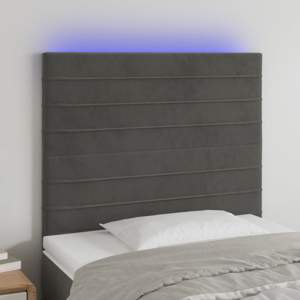[3122595] Zagłówek do łóżka z LED, ciemnoszary, 80x5x118/128 cm, aksamit