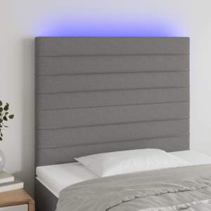 [3122555] Zagłówek do łóżka z LED, ciemnoszary, 100x5x118/128 cm, tkanina