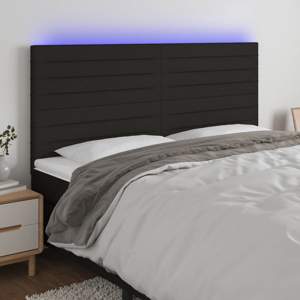 [3122588] Zagłówek do łóżka z LED, czarny, 200x5x118/128 cm, tkanina