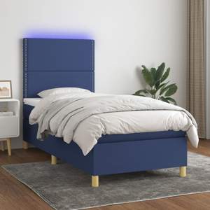 [3135331] Łóżko kontynentalne z materacem, niebieskie, 90x200 cm, tkanina