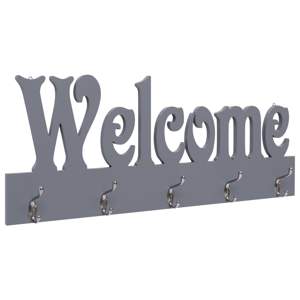 [284248] Wieszak ścienny na płaszcze WELCOME, szary, 74 x 29,5 cm
