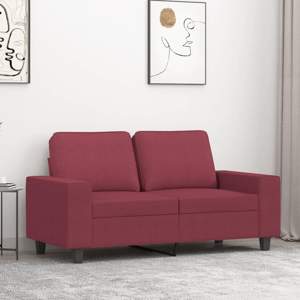 [359389] Sofa 2-osobowa, winna czerwień, 120 cm, tapicerowana tkaniną