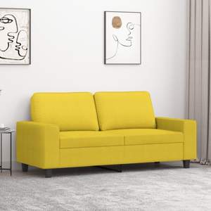 [359396] Sofa 2-osobowa, jasnożółta, 140 cm, tapicerowana tkaniną