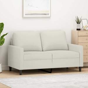 [359197] Sofa 2-osobowa, kremowy, 120 cm, tapicerowana aksamitem