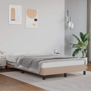 [379501] Rama łóżka bez materaca cappuccino 120x190 cm Skóra ekologiczna