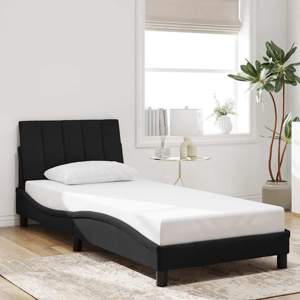 [3207827] Rama łóżka bez materaca, Hanko, czarna, 90x200 cm, aksamitem
