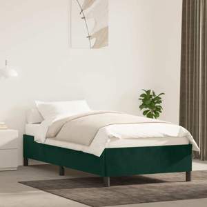 [347303] Rama łóżka bez materaca, ciemnozielone, 90x200 cm, aksamitne
