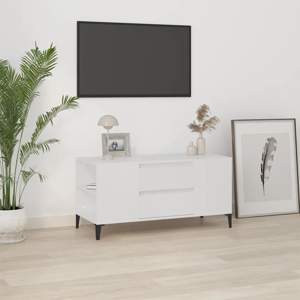 [819604] Szafka pod TV, biała, 102x44,5x50 cm, materiał drewnopochodny