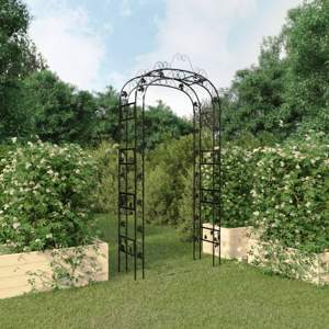 [319350] Pergola ogrodowa, czarna, 116x45x240 cm, stalowy
