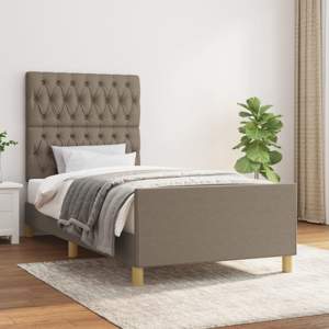 [3125264] Rama łóżka bez materaca Taupe 90x190 cm Tkanina