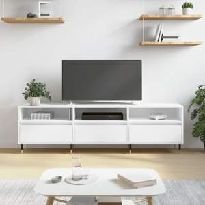 [831260] Szafka pod TV, biała, 150x30x44,5 cm, materiał drewnopochodny