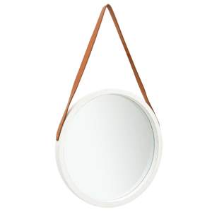 [320364] Lustro ścienne na pasku, 50 cm, białe