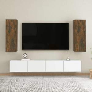 [815748] Szafka pod telewizor, 2 szt., przydymiony dąb, 30,5x30x90 cm
