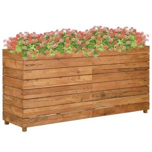 [47429] Podwyższona donica 150x40x72 cm drewno tekowe z recyklingu/stal