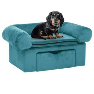 [171083] Sofa dla psa z przechowywaniem Turkusowy 75 x 50 x 38cm Plusz