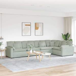 [3321328] Sofa modułowa z poduszkami aksamitna jasnoszara
