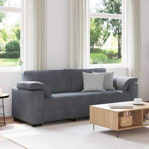 [4105278] Sofa 3-osobowa, ciemnoszara, 220x77x82 cm, obita aksamitem