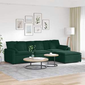 [3321071] Sofa modułowa z podnóżkiem i poduszkami, ciemnoszara