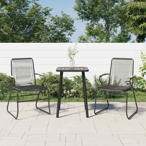 [312173] Krzesła ogrodowe, 2 szt., czarne, 58x59x85,5 cm, rattan PVC