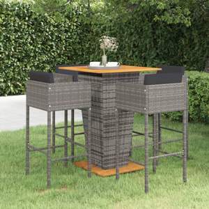 [3094805] 5-cz. zestaw mebli barowych z poduszkami, rattan PE, szary