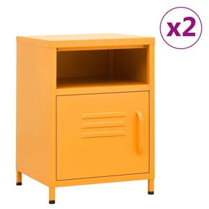 [3095216] Szafki nocne, 2 szt., musztardowe, 35x35x51 cm, stalowe