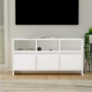 [809800] Szafka pod TV, biała, 102x37,5x52,5 cm, materiał drewnopochodny
